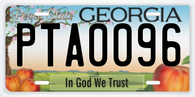 GA license plate PTA0096