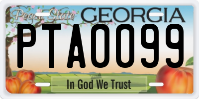 GA license plate PTA0099