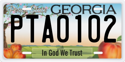 GA license plate PTA0102