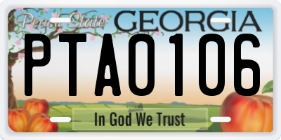 GA license plate PTA0106
