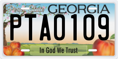 GA license plate PTA0109