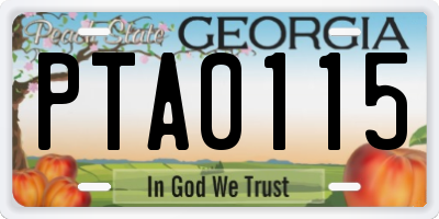 GA license plate PTA0115