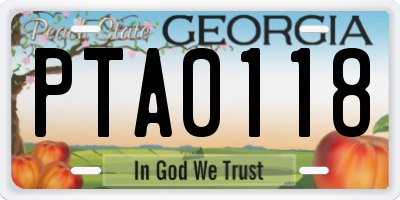 GA license plate PTA0118