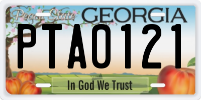 GA license plate PTA0121