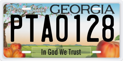 GA license plate PTA0128