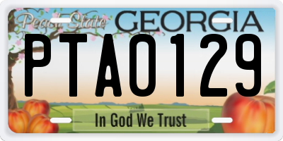 GA license plate PTA0129