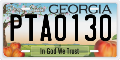 GA license plate PTA0130