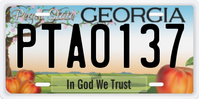 GA license plate PTA0137
