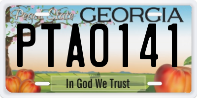 GA license plate PTA0141
