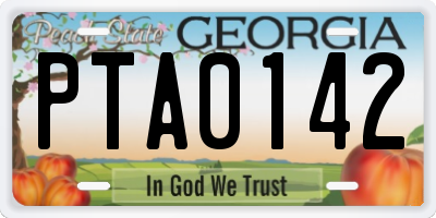 GA license plate PTA0142