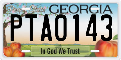 GA license plate PTA0143