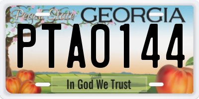 GA license plate PTA0144