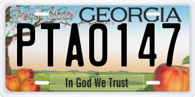 GA license plate PTA0147