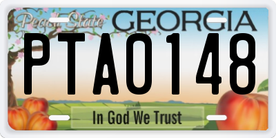 GA license plate PTA0148