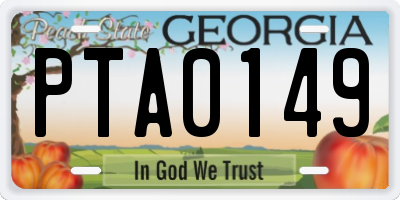 GA license plate PTA0149