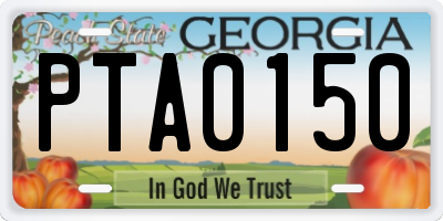 GA license plate PTA0150