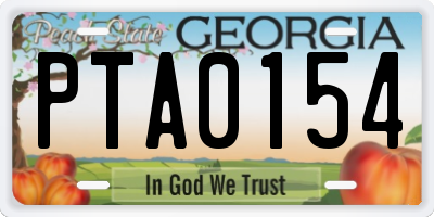 GA license plate PTA0154