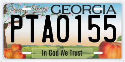 GA license plate PTA0155