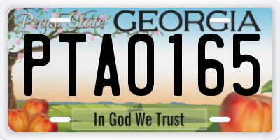 GA license plate PTA0165