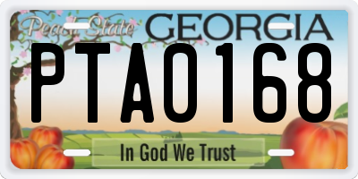 GA license plate PTA0168
