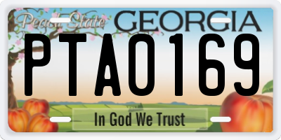 GA license plate PTA0169