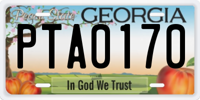GA license plate PTA0170