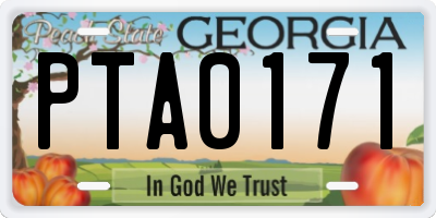 GA license plate PTA0171