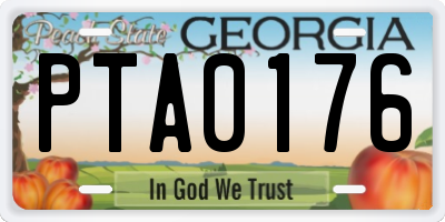 GA license plate PTA0176