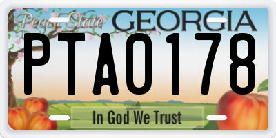 GA license plate PTA0178
