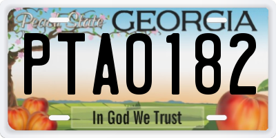 GA license plate PTA0182