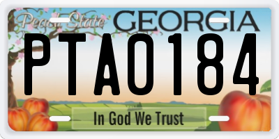 GA license plate PTA0184