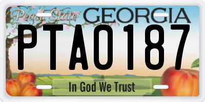 GA license plate PTA0187