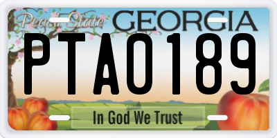 GA license plate PTA0189