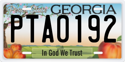 GA license plate PTA0192
