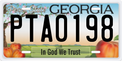 GA license plate PTA0198