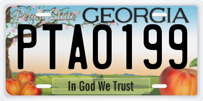 GA license plate PTA0199