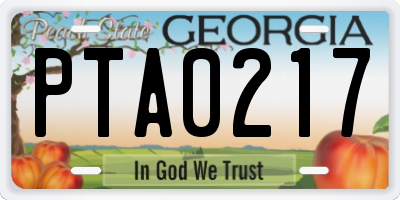GA license plate PTA0217