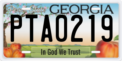 GA license plate PTA0219