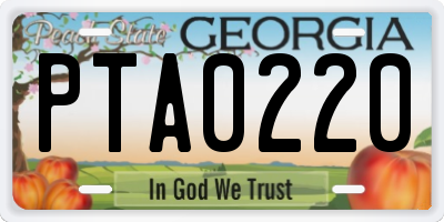 GA license plate PTA0220