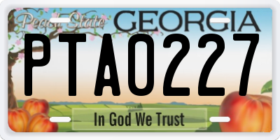 GA license plate PTA0227