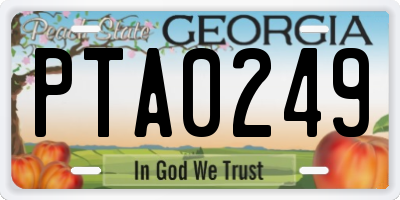 GA license plate PTA0249