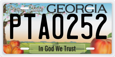 GA license plate PTA0252
