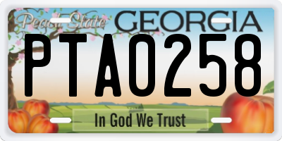 GA license plate PTA0258