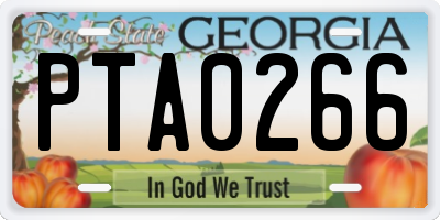 GA license plate PTA0266