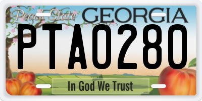 GA license plate PTA0280