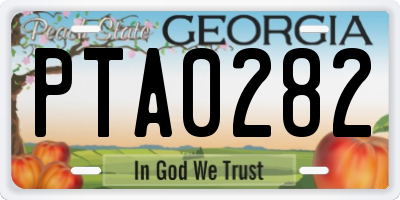 GA license plate PTA0282