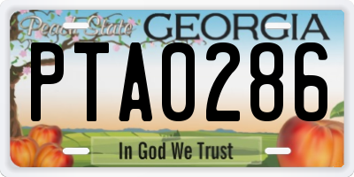 GA license plate PTA0286