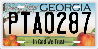 GA license plate PTA0287
