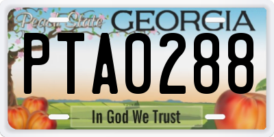 GA license plate PTA0288