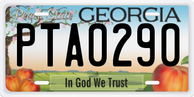 GA license plate PTA0290